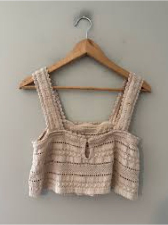 aerie Tops - 🎀FREE🎀WITH ANY PURCHASE🎀Bohemian Soft Knit-Soft Beige Crochet Tank Top